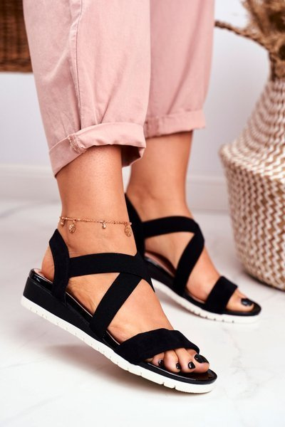 Women's Sandals On Wedge Slip On Black Harper