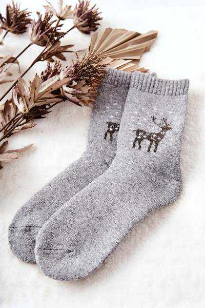 Warm Cosas Rentier Socken Hellgrau