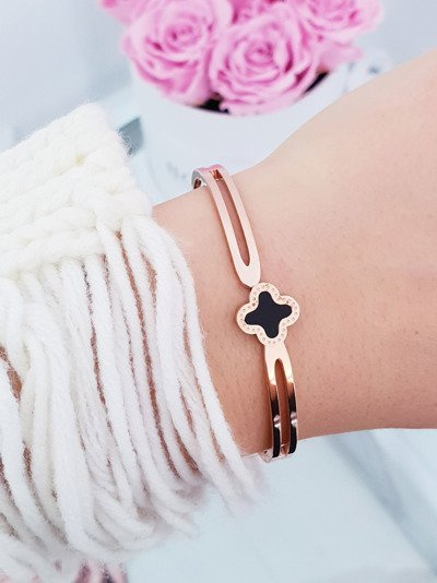 Bracelet Femme Acier Avec Fleur Or Rose Neo