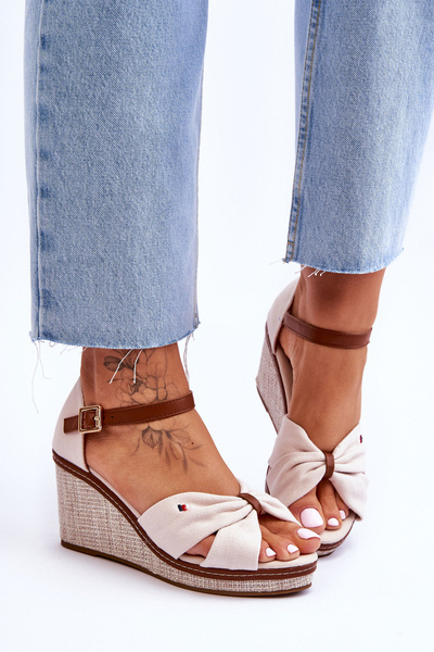 Women's Sandals On A Braided Wedge Beige Judith