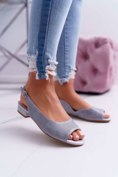 Women's Flat Heel Sandals Sergio Leone SK809 Grey Skaldo