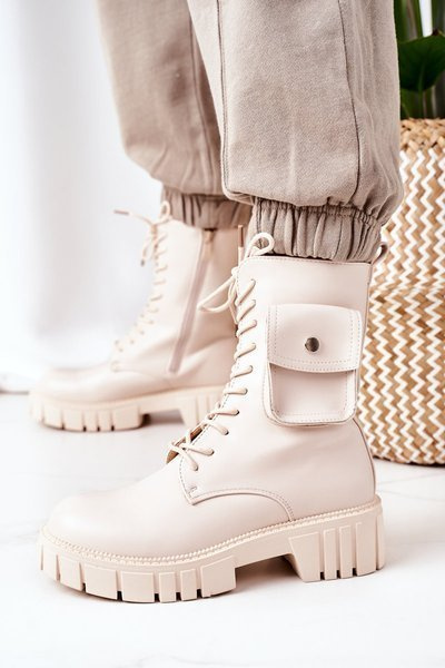 Fleece-gefütterte Workers mit Tasche Beige Awesome