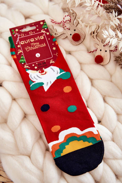 Chaussettes Pour Femme Avec Un Motif De Noël En Rouge Père Noël