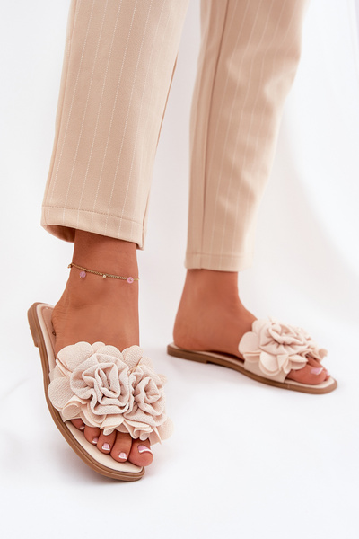 Sandales Femmes À Semelle Plate Avec Fleurs Décoratives Beige Misorsse