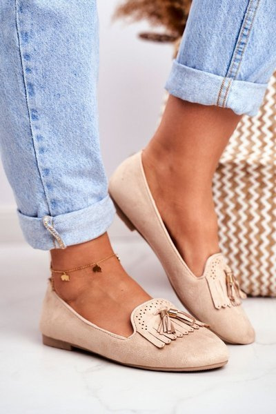 Luiatori pentru femei Beige Lords Fringe Blue Therese