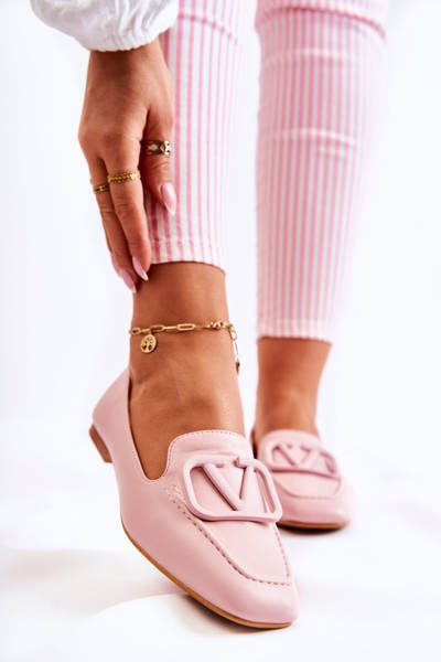 Leder-Loafer Brogues mit rosa Hermosa-Ornament
