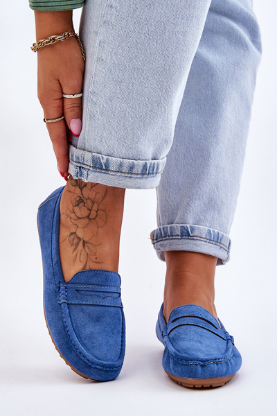 Mocassins Classiques En Daim Pour Femme Bleu Ivana