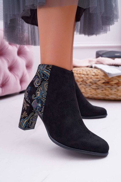 Sergio Leone Bottines à talons aiguilles noires Flower Folk Eros