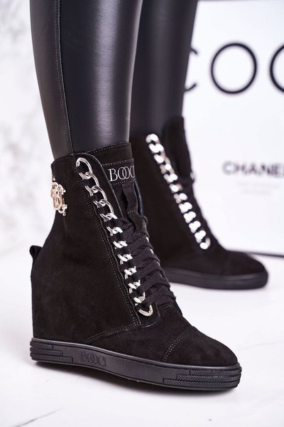 Baskets compensées en daim pour femme BOOCI 2222/066/s Silver Chain Noir