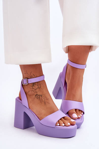 Modische Sandalen auf massivem Absatz Violett Karmine