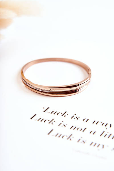 Bracelet Femme Acier Avec Zircons Or Rose Myrens