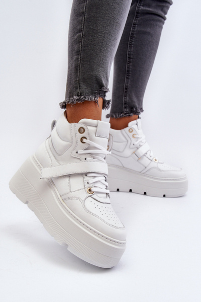 Baskets en cuir blanches pour femmes Zazoo 3450