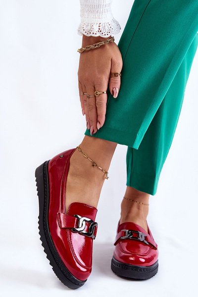 Lacquered Moccasins On A Platform Red Abisso