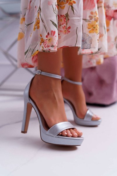 Damen Plateausandalen mit Absatz Silber Ellania