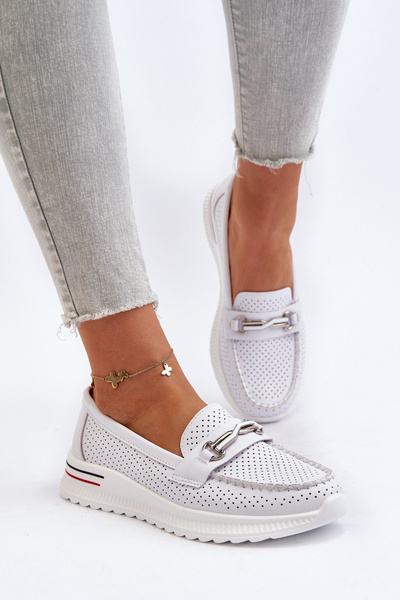 Mocassins en cuir blanc pour femme Veridinna