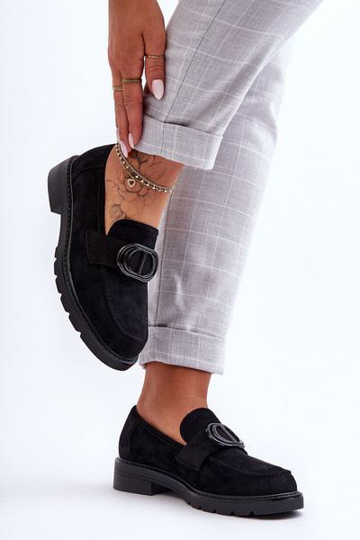 Platforma de piele de piele de piele Moccasins Jarren Black
