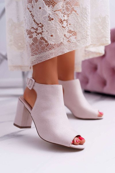 Damen Stiletto Sandalen mit Peep Toe Sandalen Beige Esta