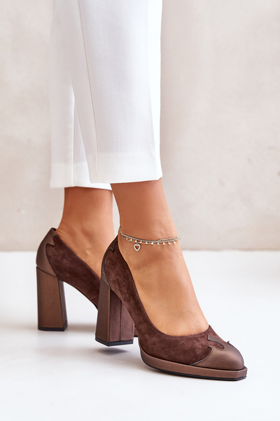 Escarpins En Daim Sur Talon Marron Laura Messi 2702
