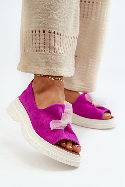 Zazoo 2939 Sandales Femme Daim avec Noeud Fuchsia