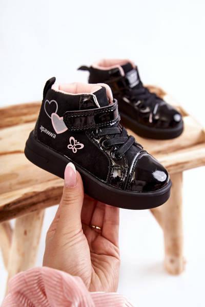 Vaikiški aukšti sportbačiai su Velcro Black Cheezi