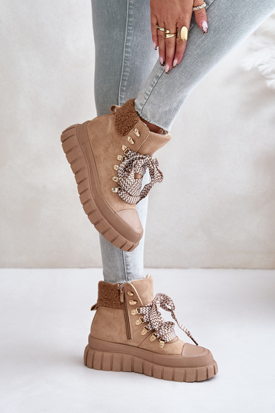 Damen Isolierte Plateau Stiefeletten Braun Alcyhen