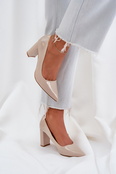 Lacquered Heels On Block Heel Beige Kilanne