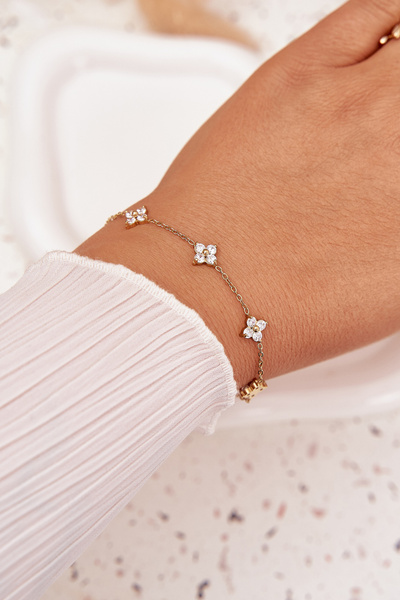 Armband Mit Blumen Chirurgischer Stahl Gold