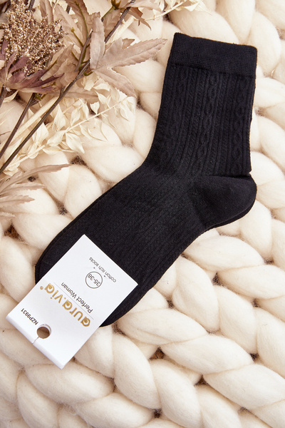 Chaussettes pour femmes avec gaufrage noir
