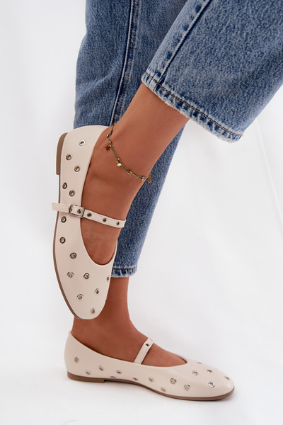 Damenturnschuhe mit Riemen und Schnalle beiget Janelor