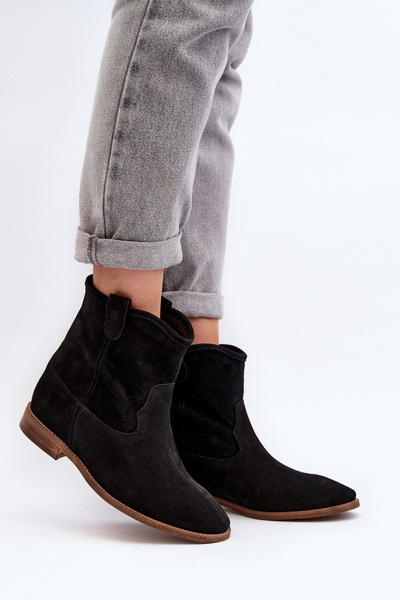 Zazoo 2326 Bottines à enfiler en daim pour femme Noir