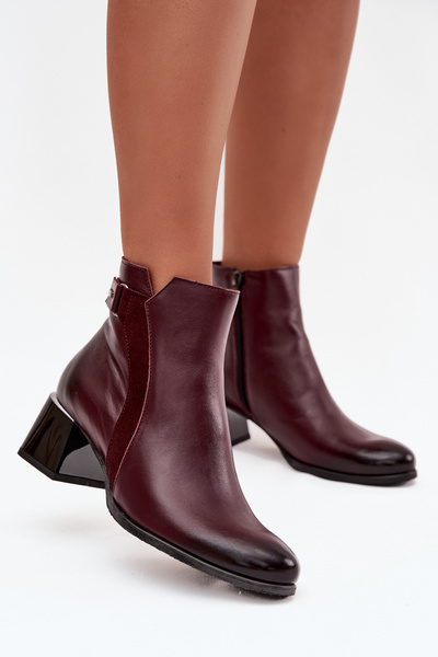 Leder Damenstiefeletten mit Heizung Zazoo 60563 Bordeaux