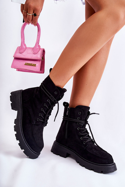 Bottes En Daim Pour Femmes Nouées Noir Vanita