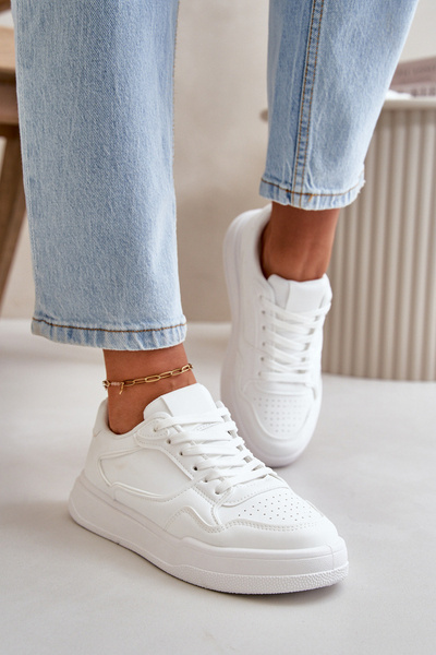 Baskets classiques pour femmes en cuir écologique blanc Meriora