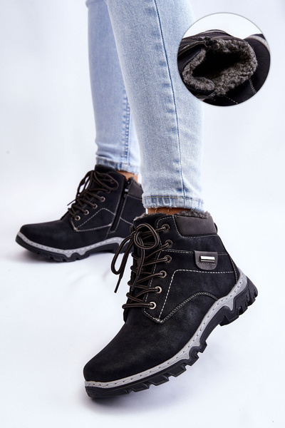 Trapperstiefel für Damen Warm Zipper Schwarz Jake