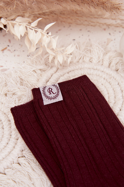 Chaussettes en coton à rayures pour femmes Bordeaux