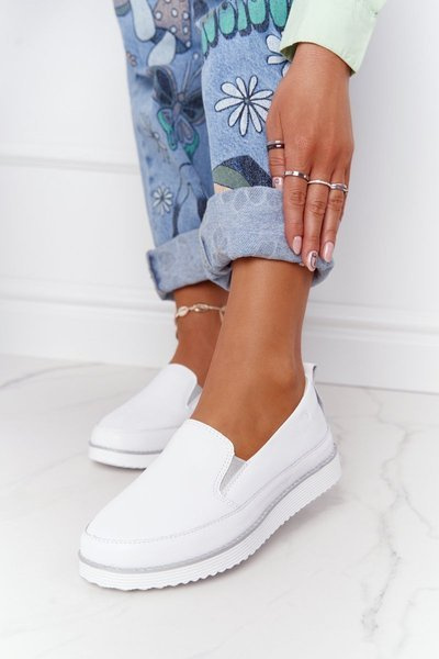 Női Bőr Slip-On Sneakers S.Barski Fehér