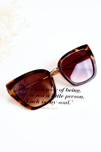 Lunettes de soleil œil de chat pour femmes marbrées M2351 marron