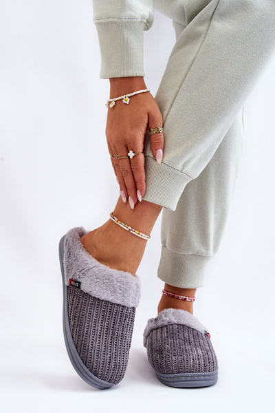 Pantoufles Isolées À Enfiler Avec Fourrure Pour Femme Gris Leriss
