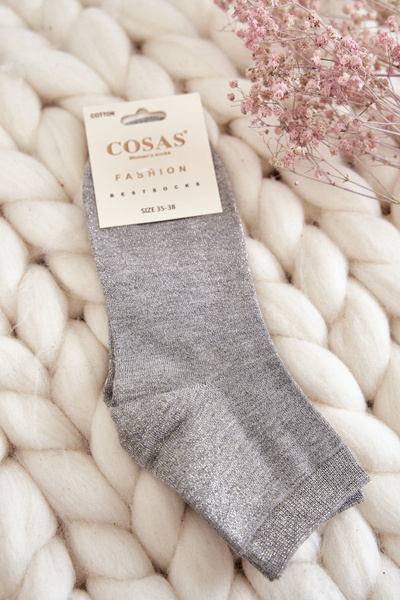 Chaussettes Femme En Coton Avec Fil Brillant Cosas Gris