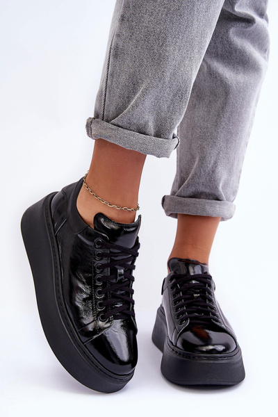 Pantofuri lacuite pentru femei Pantofi sport negri Lemar 10150
