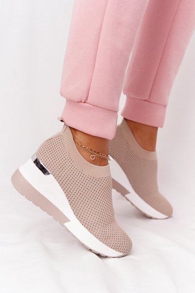 Baskets Slip-On Compensées Ajourées Beige Harmony