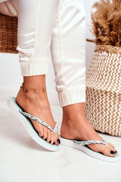 Damen Flip Flops Geflochtener Riemen Grün Peggie