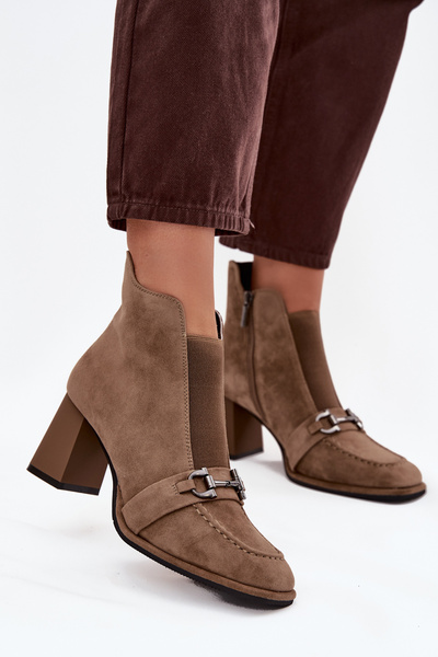 Boots pour femmes en nubuck naturel à talon Artiker 57C0222 beige