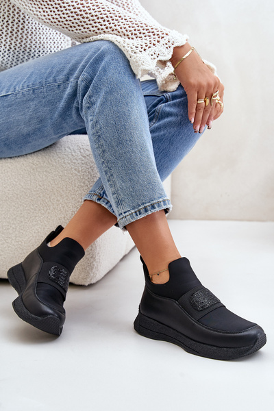 Chaussures Sportives Sur Plateforme Cuir Noir Artiker 55C0035