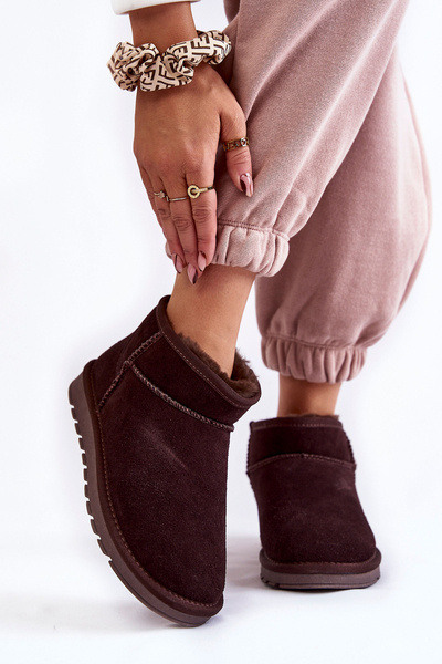 Bottes de neige basses en daim pour femmes marron Shelie