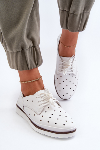 Weiße Damenschuhe aus Leder S.Barski LR182