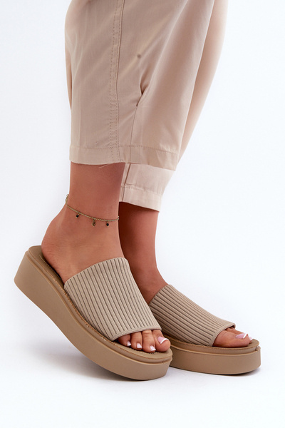 Claquettes à plateforme pour femmes Sergio Leone SK083H Beige