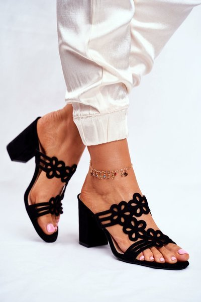 Openwork Heeled Slippers Sergio Leone SK031 Black