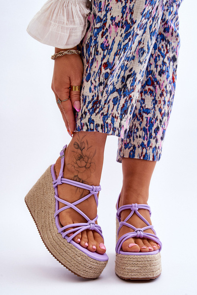 Sandales Compensées À La Mode Avec Tresse Violet Nessia