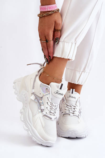 Women's Sport Shoes Laced On The Platform White Minea